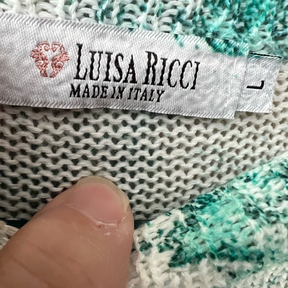 Luisa Ricci Italy sz L short dolman sleeve loose knit abstract floral sweater. - Picture 3 of 7